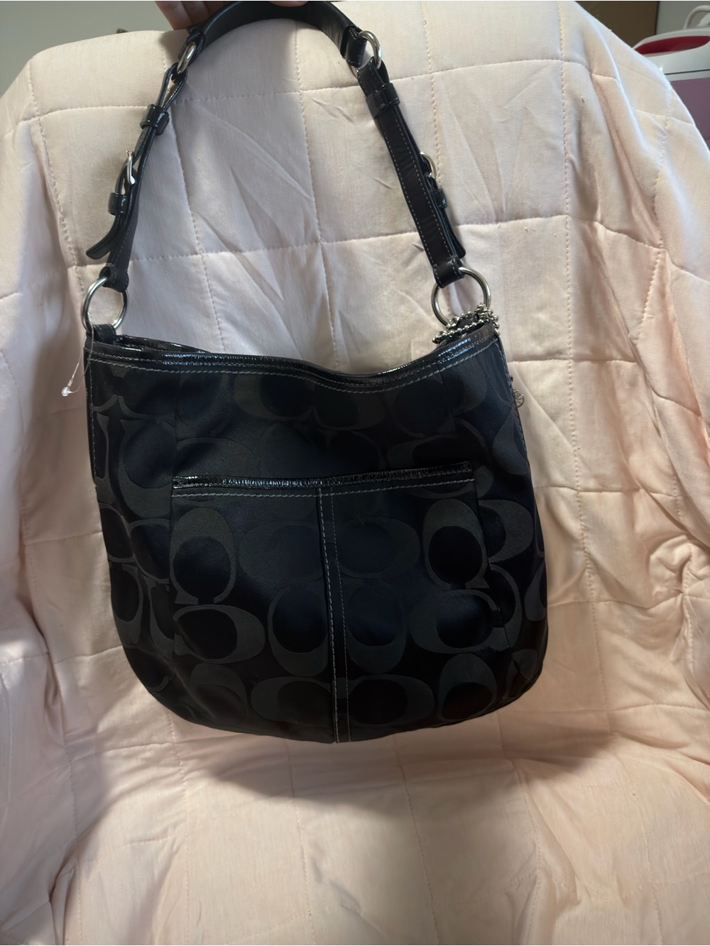 Coach Black Signature Shoulder Hobo